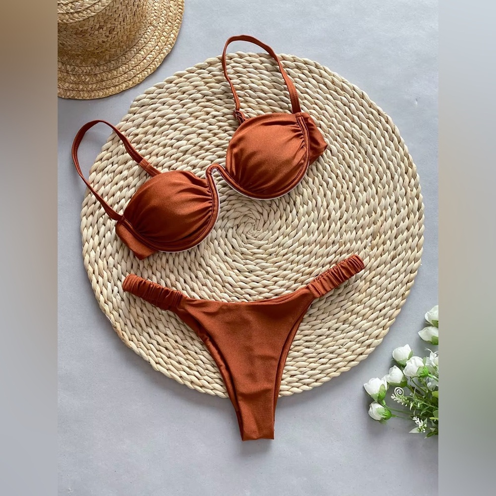 Unbranded Mocha Rust Bikini Set Size S M L NWOT - Picture 2 of 9